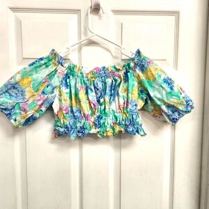 Zara Floral Croped Off-Shoulder Top